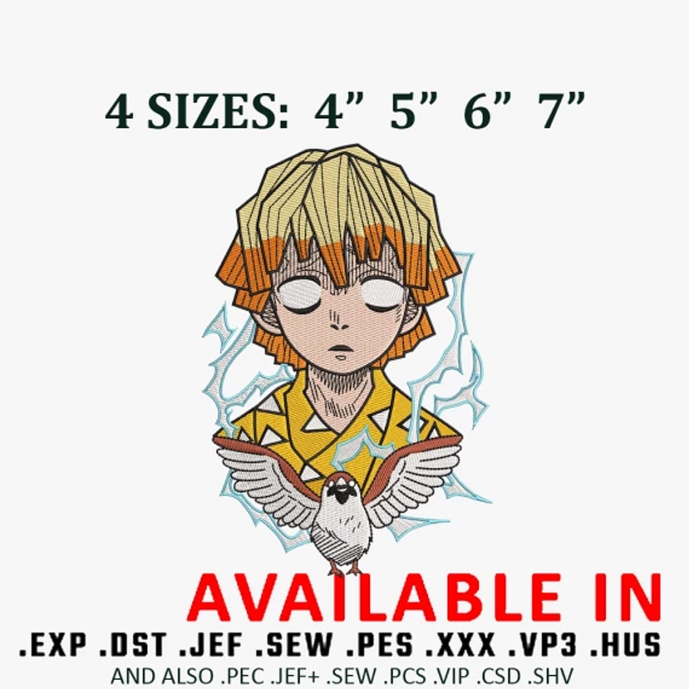 Zenitsu sleep embroidery design