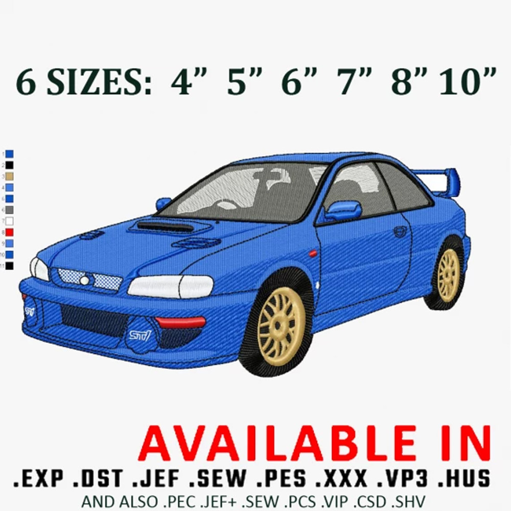Subaru Legacy Blue Car Embroidery Design