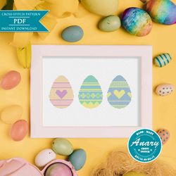 Easter Eggs Cross Stitch Pattern Modern Xsitch Holiday Crossstitch Chart Instant Download PDF