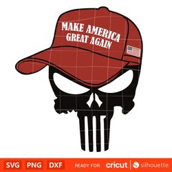 Donald Trump Punisher Skull Svg, Trump Merica Svg, Silhouette Vector Cut File