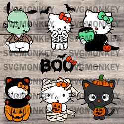 halloween hello-kitty, svg dxf png eps