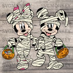 Halloween Mummy Mickey Boy Mouse Mummy Minnie Girl Mouse SVG DXF PNG EPS