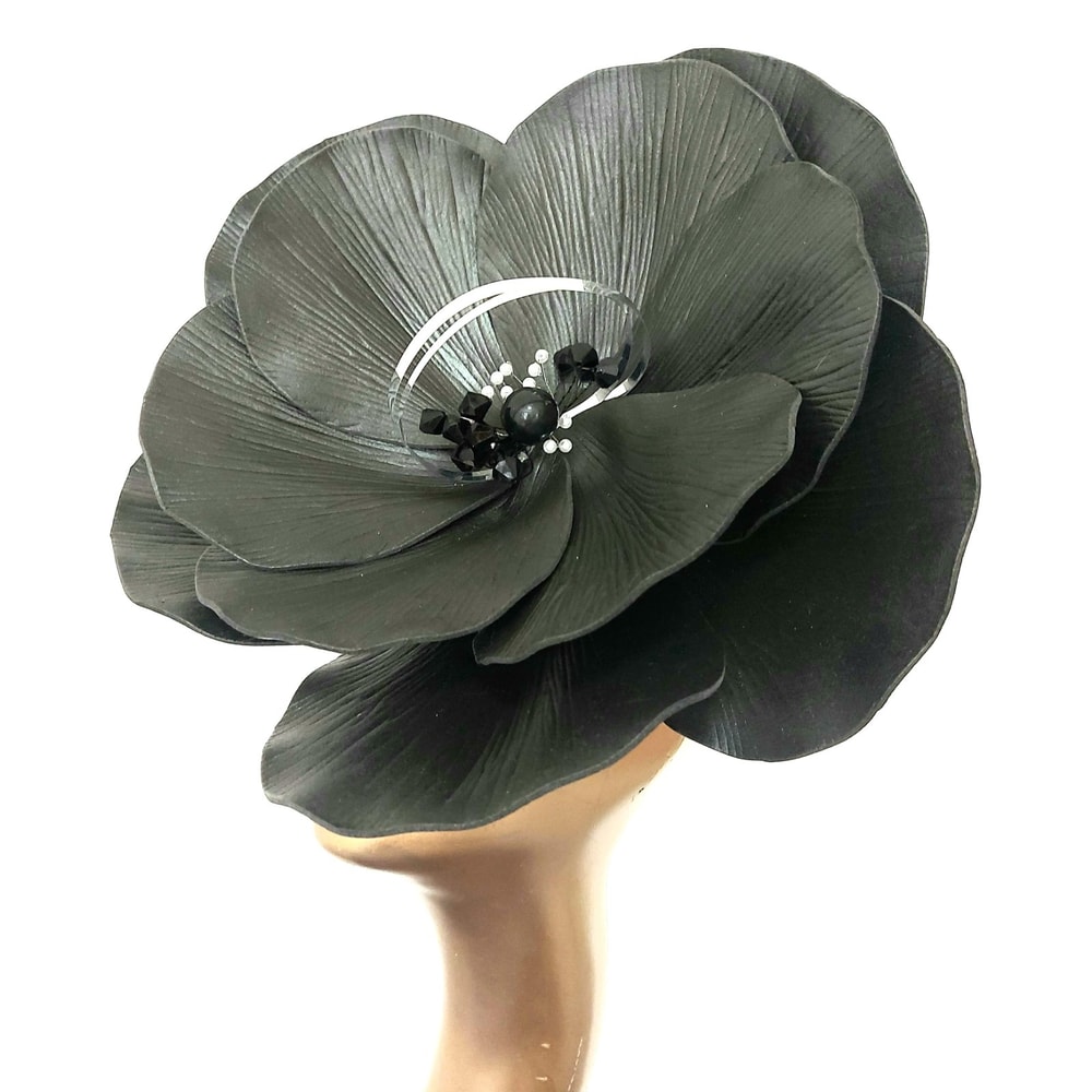 Black fascinator magic wedding flower Halloween gothic headdress.jpg