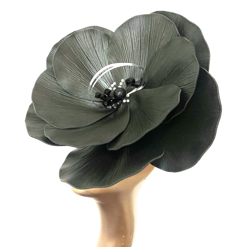 Black fascinator magic wedding flower Halloween gothic headdress.jpg