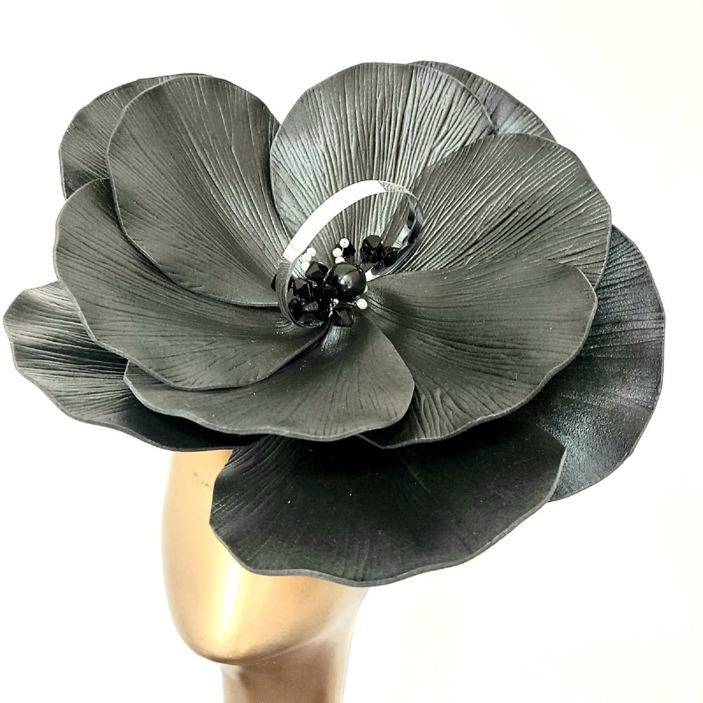 Black fascinator wedding flower Halloween gothic headdress.jpg