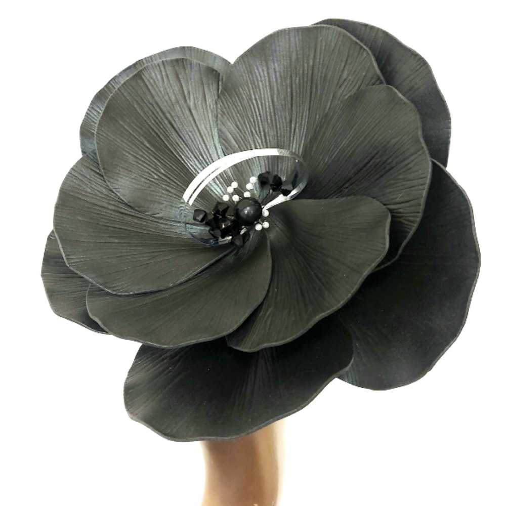 Gloss Black hairpins fascinator Black magic wedding flower Halloween gothic headdress.jpg