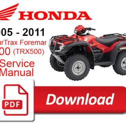 Honda Foreman 500 2005 2006 2007 2008 2009 2010 2011 Service Repair Manual