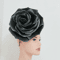Black Fascinator Black Snow Rose Hair clip Kentucky Derby hat,Magical Black Rose Hairpin Wedding Headband Halloween.jpg
