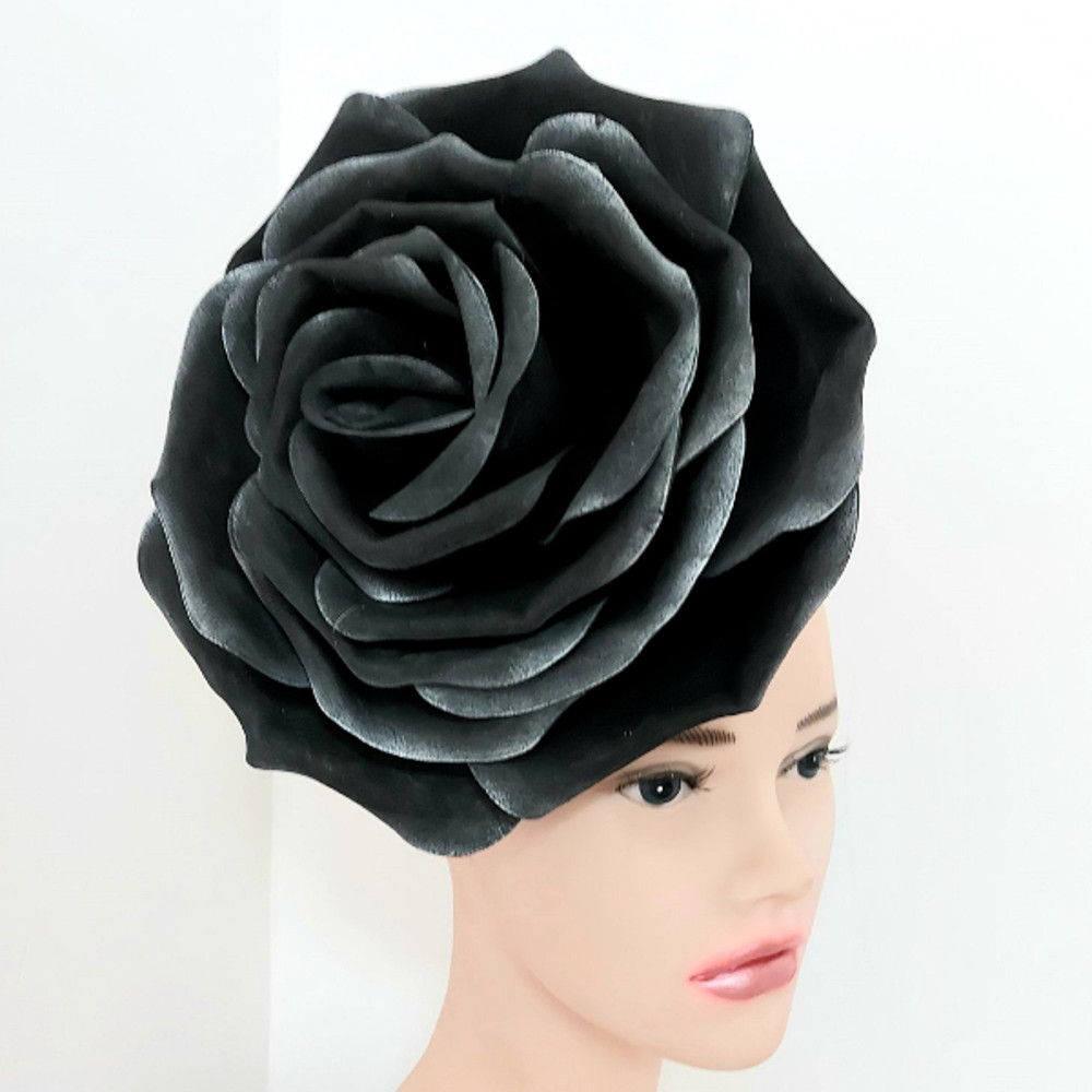 Black Fascinator Magic roseHair Clip Wedding Headband Halloween.jpg