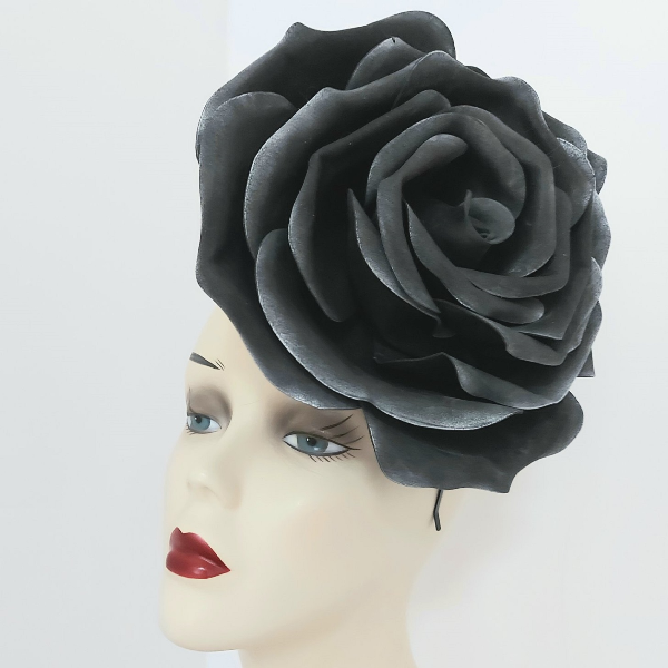 black rose hat Kentucky Derby headdress Church hat dramatic image Magic Black Couture.jpg
