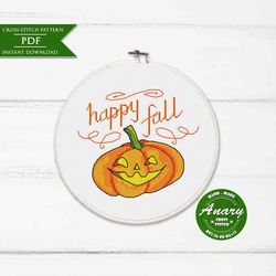 Happy Halloween Cross Stitch Pattern Happy Fall Modern CrossStitch Pumpkin Embroidery Xstitch Wall Decor PDF