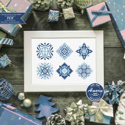 3 Color Christmas Snowflakes Cross Stitch Pattern Modern Xsitch set Winter Cross Merry Christmas Ornaments Chart