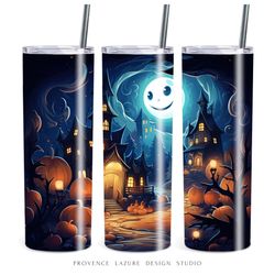 Spooky Halloween Landscape Design 20 oz Skinny Tumbler Sublimation Instant Download PNG Digital Design 20oz Tumbler Wrap