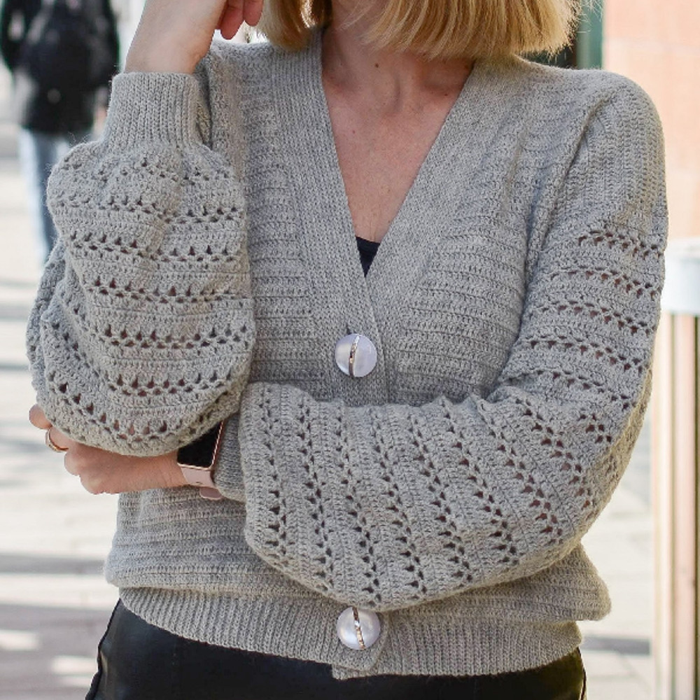crochet pattern, cardigan pattern, women cardigan, cropped cardigan, jacket pattern, eyelets cardigan, v-neck cardigan, sweater pattern, buttoned cardigan 3.jpg