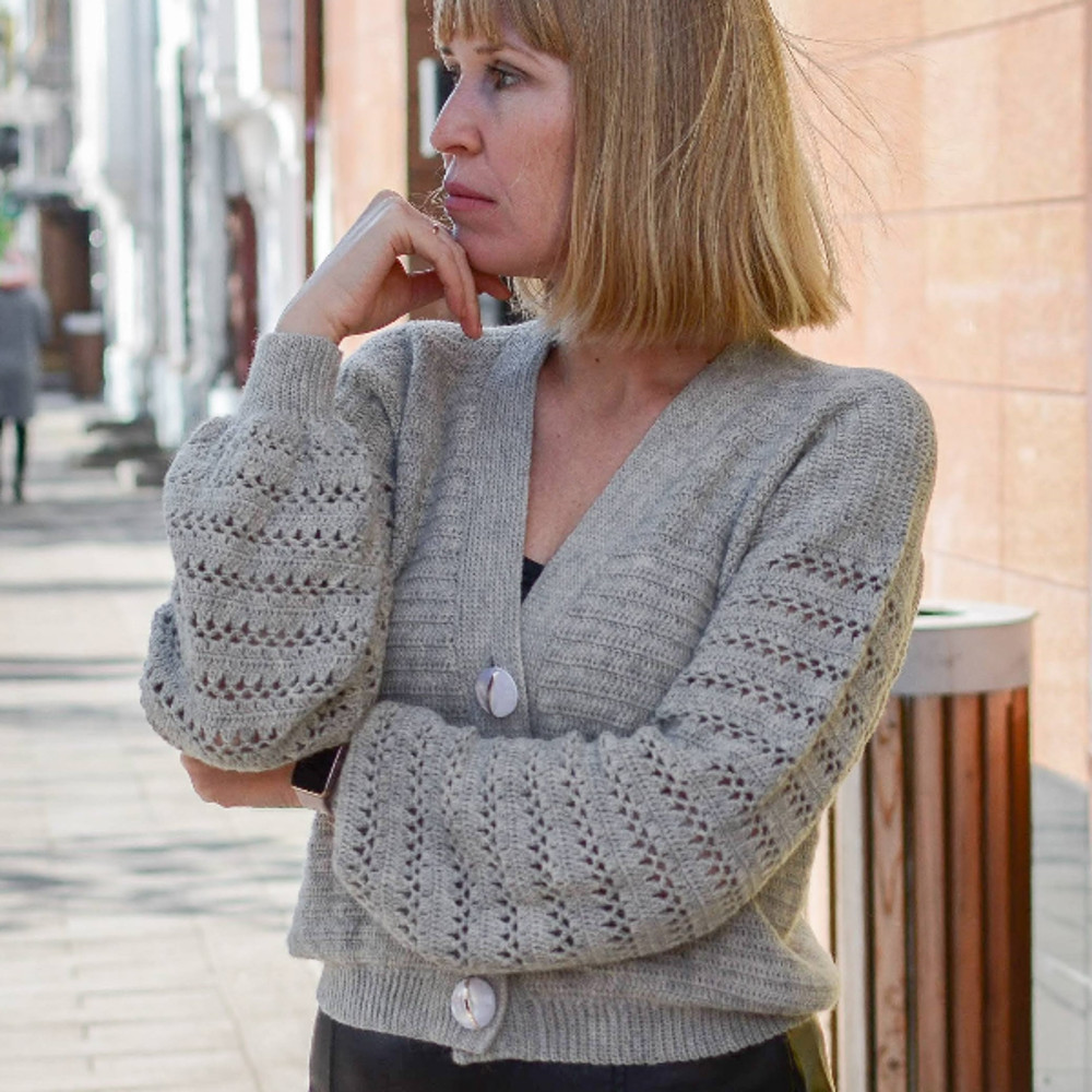 crochet pattern, cardigan pattern, women cardigan, cropped cardigan, jacket pattern, eyelets cardigan, v-neck cardigan, sweater pattern, buttoned cardigan 2.jpg