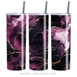 Deep Purple Gold Marble 20 oz Skinny Tumbler Sublimation Design Digital Instant Download PNG 20 oz Tumbler Wrap DIGITAL