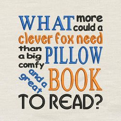 Clever Fox embroidery design 3 Sizes reading pillow-INSTANT D0WNL0AD