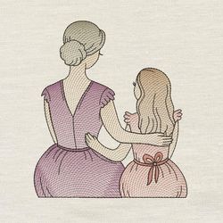 Mother Daughter embroidery design 3 Sizes reading pillow-INSTANT D0WNL0AD