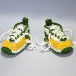 Bright Crochet Baby Sneakers, Toddler Trainers, Warm Slippers, Soft Handmade Booties, Baby Unisex Footwear, New Mom Gift