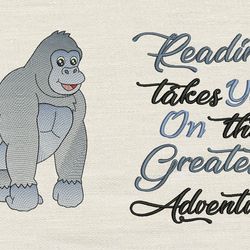Reading takes you with Gorilla 2 designs reading pillow-INSTANT D0WNL0AD