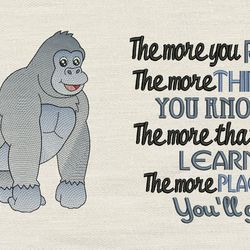 The more you read with Gorilla 2 designs reading pillow-INSTANT D0WNL0AD