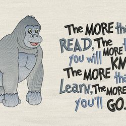 The more that you read with Gorilla 2 designs reading pillow-INSTANT D0WNL0AD