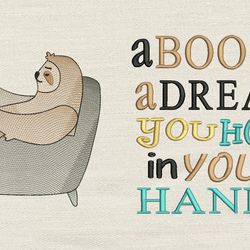 A book is a dream with Sloth reading 2 designs reading pillow-INSTANT D0WNL0AD