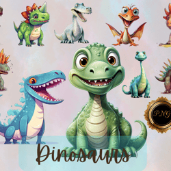 12 Cute Dinosaurs clipart png,dinosaur images png, dinosaur illustrations png, dinosaur graphics png