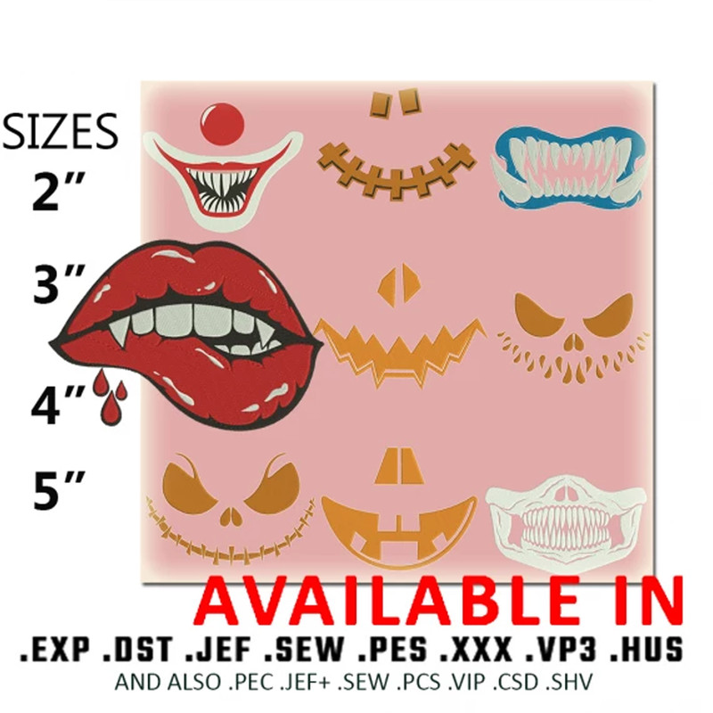 Halloween Face Embroidery Design