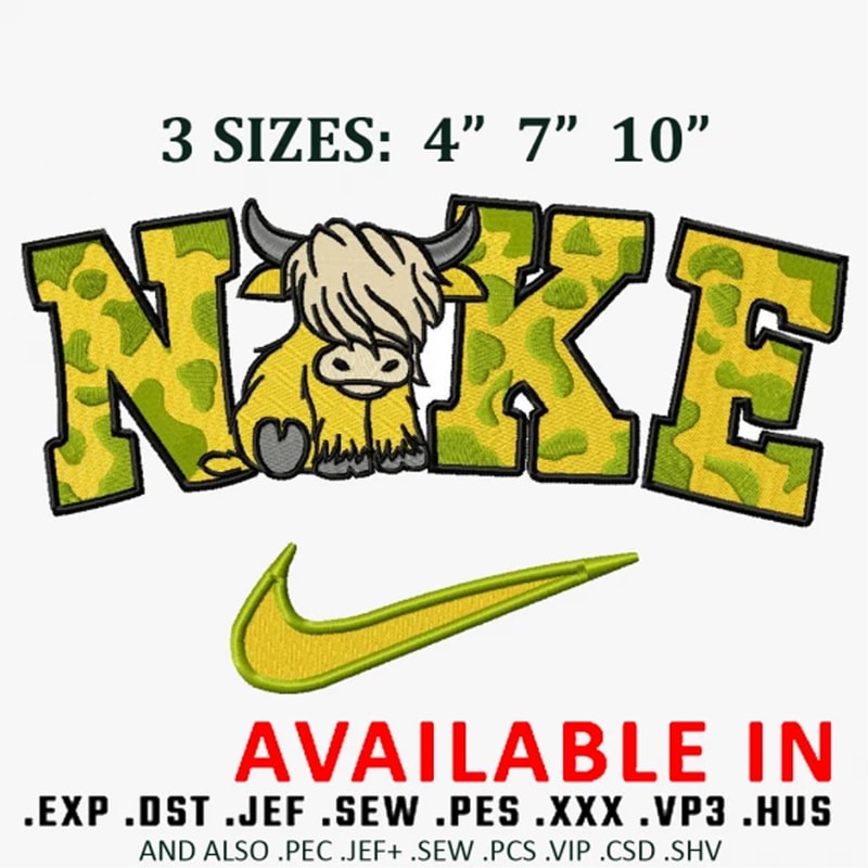 Nike Cow swoosh Embroidery Design