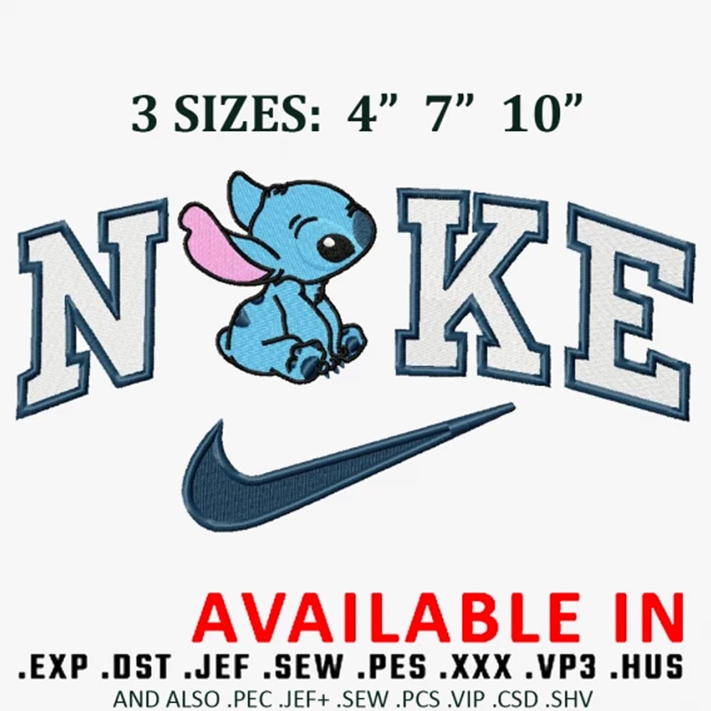 Stitch chibi x nike embroidery design
