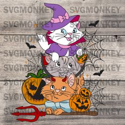 Halloween Cute Cats SVG, Halloween Svg, Spooky Season Svg, Trick Or Treat Svg, Halloween Pumpkin  SVG DXF PNG EPS