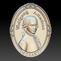 3D STL Model file Portrait Wolfgang Amadeus Mozart Vienna Austria for CNC Router Engraver Carving