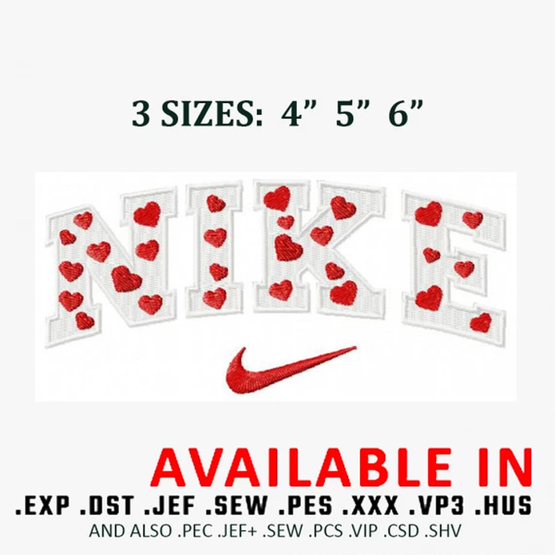 Hearts swoosh embroidery design