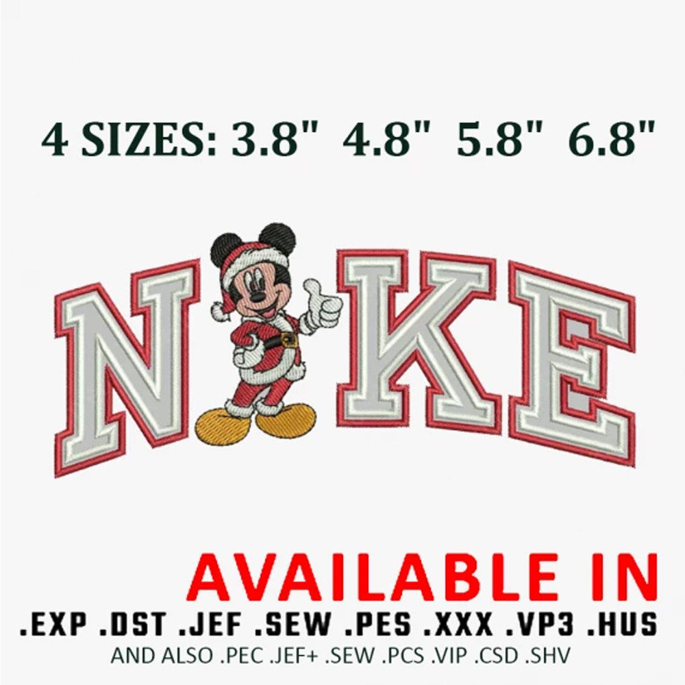 Mickey chrismas x nike embroidery design