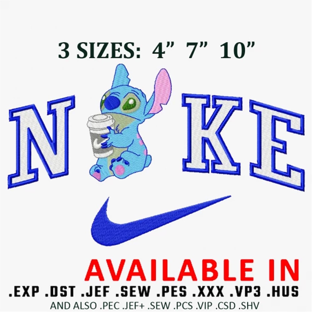 Stitch x nike logo embroidery design