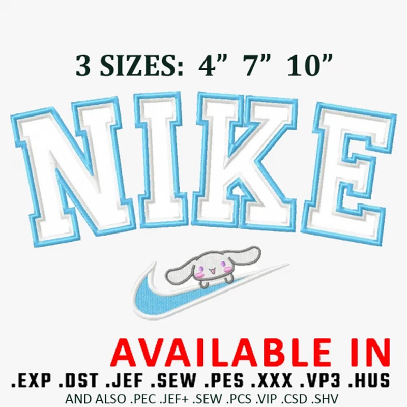 Swoosh x blue bunny embroidery design