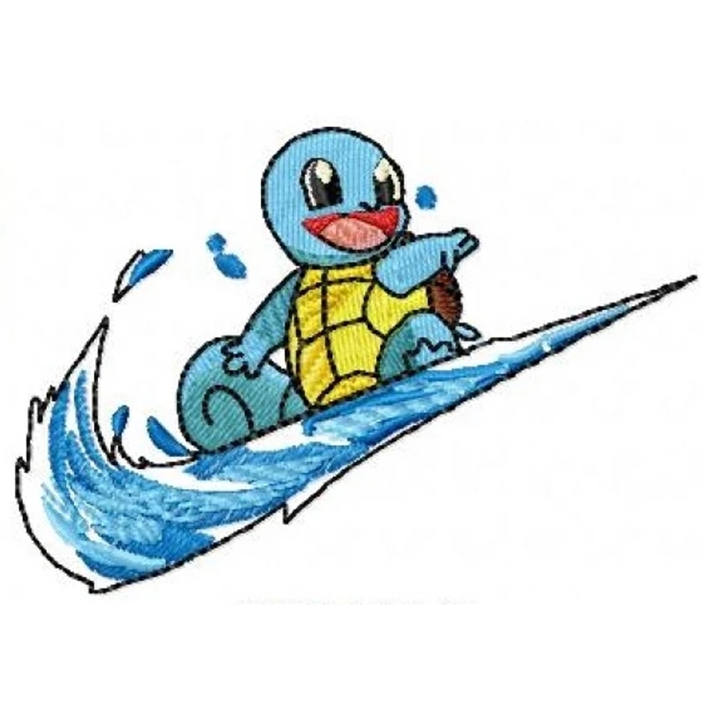 Swoosh x squirtle embroidery design