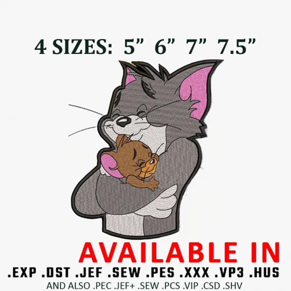 Tom and jerry embroidery design
