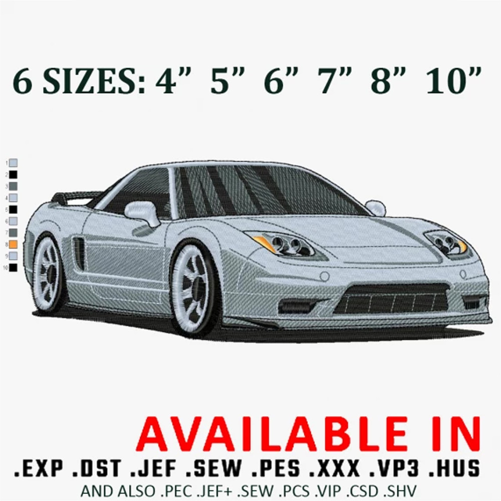 Honda acura nsx embroidery design