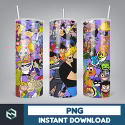 cartoon 90s tumbler wrap, 20 oz cartoon tumbler png image sublimation, 90s cartoon animated tumbler cup (11)