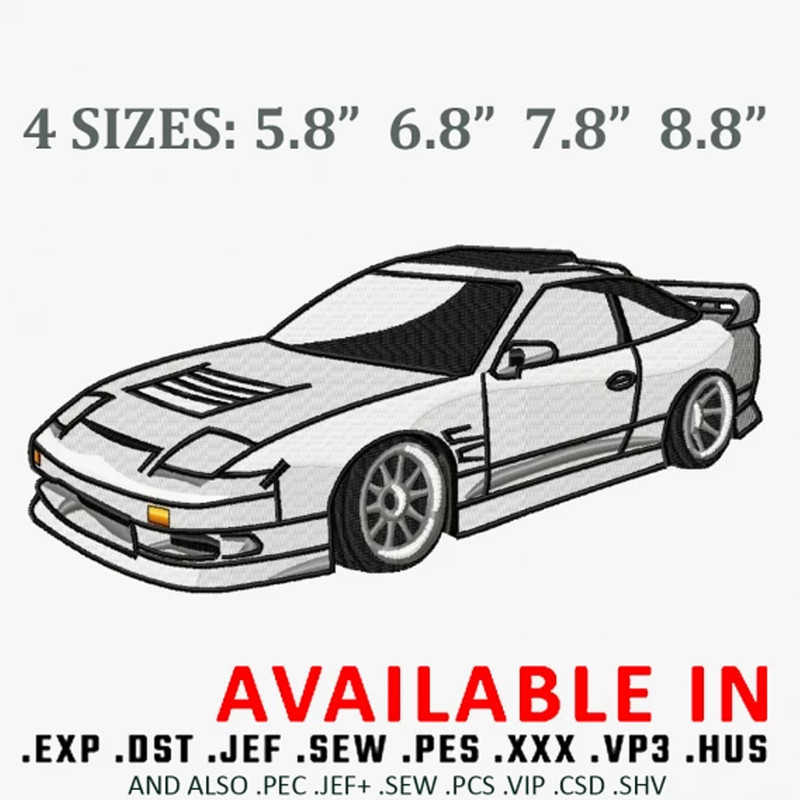 Nissan white car embroidery design