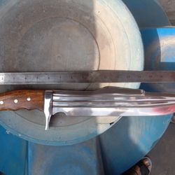 custom handmade rosewood handle hunting knife with high polished blade & sheath