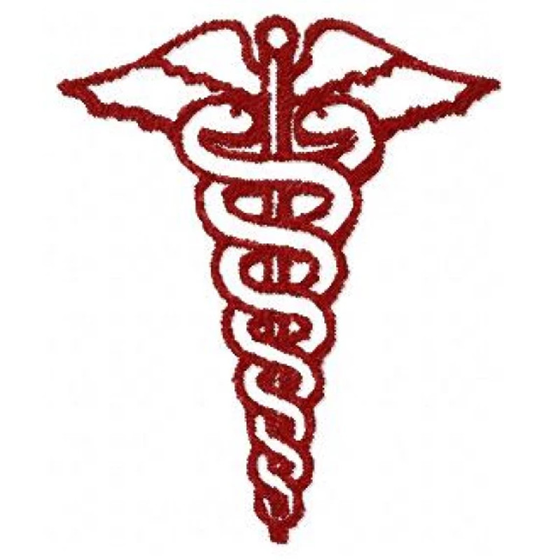 Medical Caduceus Embroidery Design