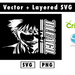 ichigo kurosaki svg and png for cricut machine , anime svg , manga svg , goku svg