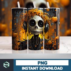 Halloween Tumbler Wrap, 20 oz Skinny Tumbler Sublimation Design, Straight Tumbler Wrap PNG, Spooky Fall PNG (10)