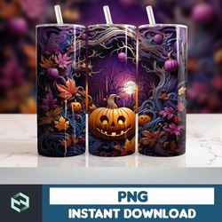 Halloween Tumbler Wrap, 20 oz Skinny Tumbler Sublimation Design, Straight Tumbler Wrap PNG, Spooky Fall PNG (11)