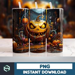 Halloween Tumbler Wrap, 20 oz Skinny Tumbler Sublimation Design, Straight Tumbler Wrap PNG, Spooky Fall PNG (12)