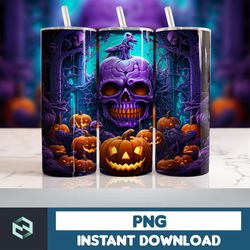 Halloween Tumbler Wrap, 20 oz Skinny Tumbler Sublimation Design, Straight Tumbler Wrap PNG, Spooky Fall PNG (14)