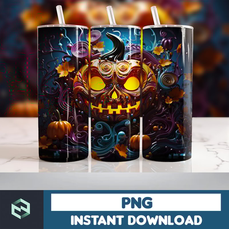 Halloween Tumbler Wrap, 20 oz Skinny Tumbler Sublimation Design, Straight Tumbler Wrap PNG, Spooky Fall PNG (17).jpg